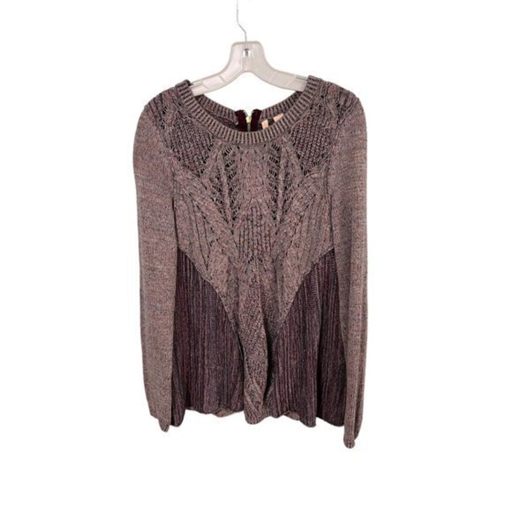 Moth Knit Long Sleeve Sweater 1/3 Zip in the back Linen Blend Size Small